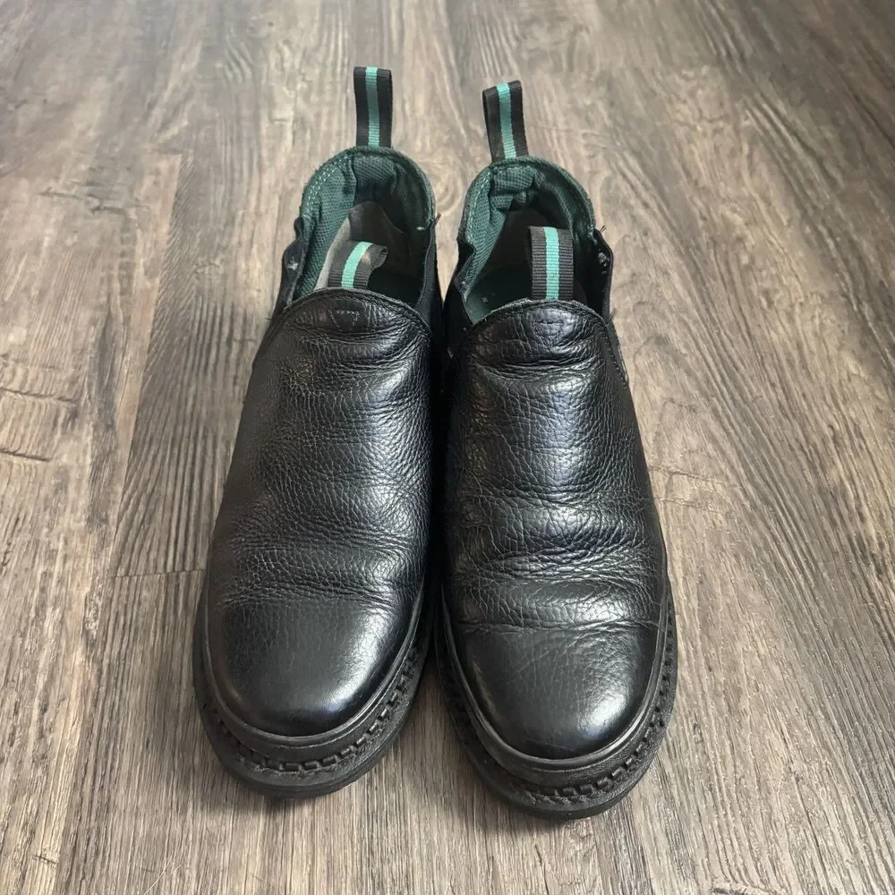 Georgia Giant Romeo Work Boots Men's Black Leather Slip On Round Toe Sz 12 GR270